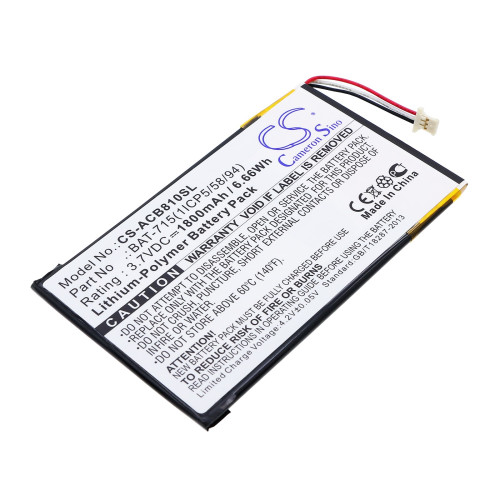 Battery for Acer KT.0010G.002D 1800mAh 3.7V Cameron Sino