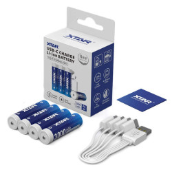 XTAR 1.5V AA LR3000 USB‑C 4 бр. 3000mAh Li-ion Защитена USB акумулаторни батерии XTAR 1.5V AA LR3000 USB‑C 4 бр. 3000mAh Li-ion Защитена USB акумулаторни батерии