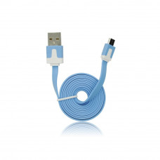 Плосък USB - microUSB кабел 1m - син