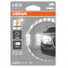 LED лампи Osram W5W AMBER LEDriving 12V, жълта светлина